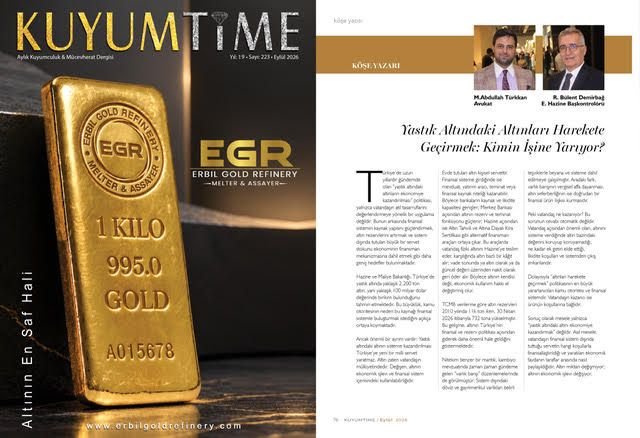 KUYUMTIME Eylül 2026 kapağı ve köşe yazısı sayfası